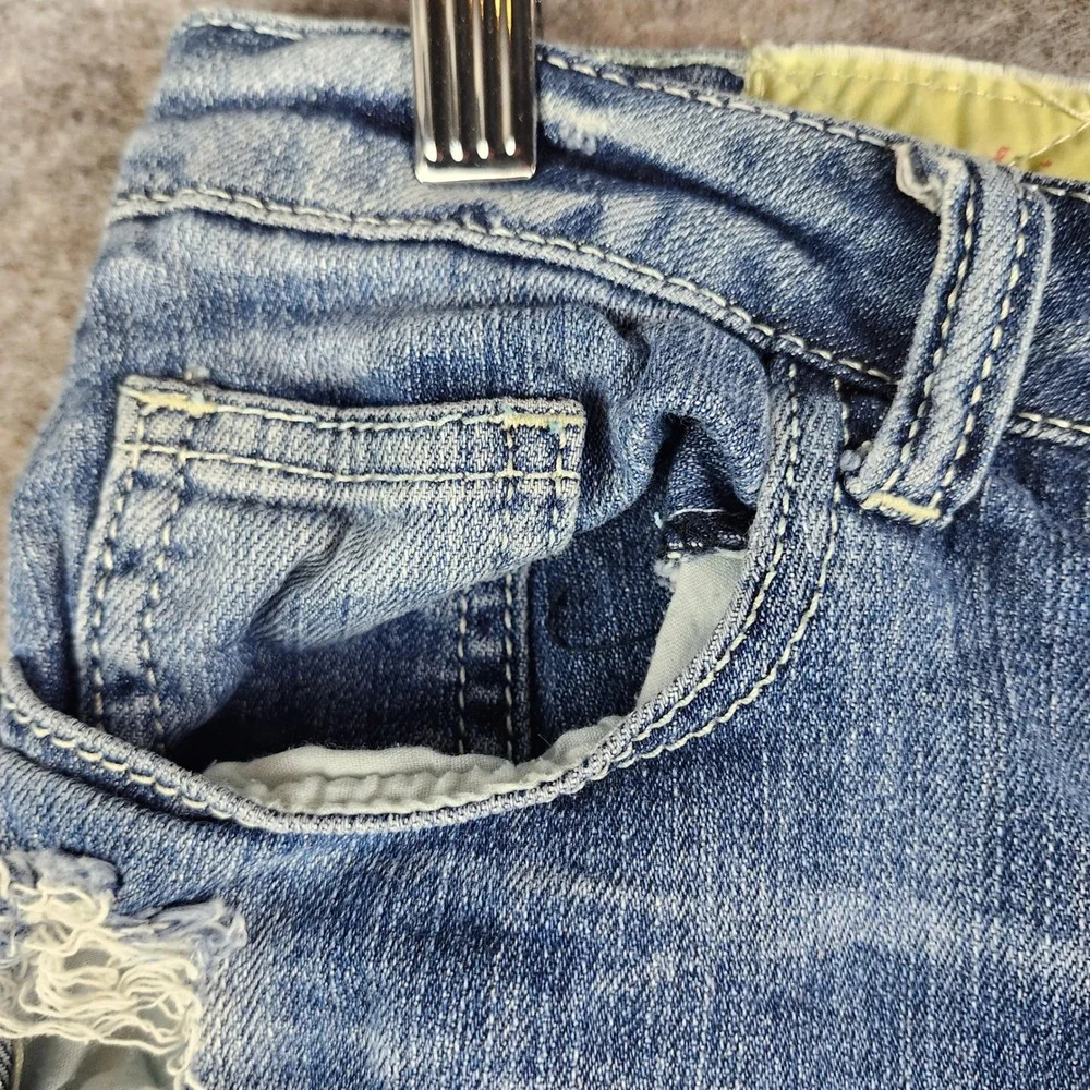 Machine Nouvelle Mode Denim Shorts Womens 30 Blue Distressed Ripped Bermuda 7 in